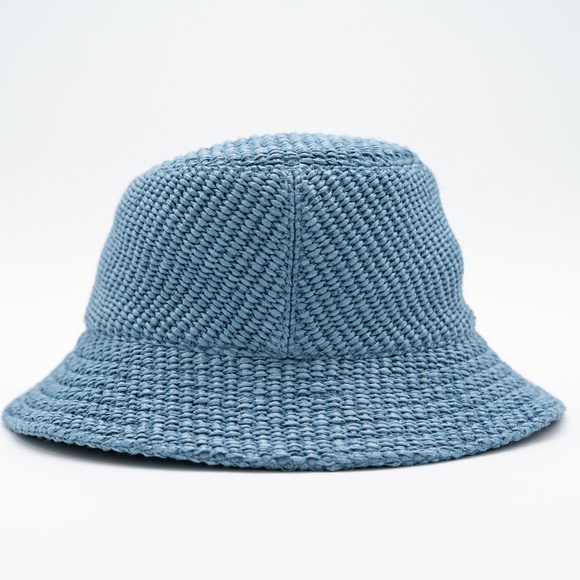 Givenchy Woven Raffia Bucket Hat Blue Logo - Picture 2 of 4